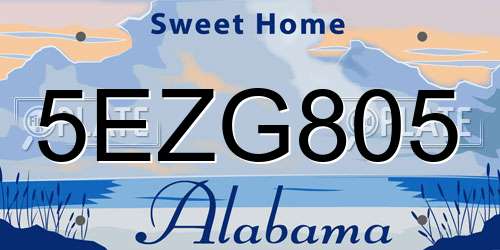 5EZG805 Alabama License Plate