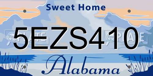 5EZS410 Alabama License Plate
