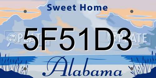 5F51D3 Alabama License Plate