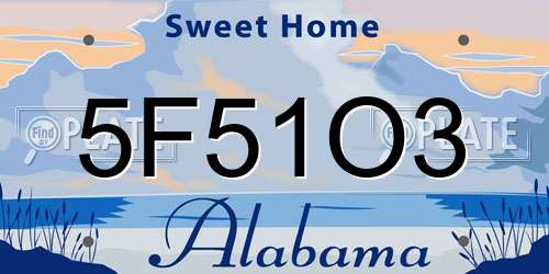 5F51O3 Alabama License Plate