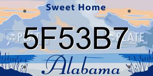 5F53B7 Alabama License Plate