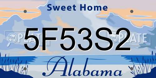 5F53S2 Alabama License Plate