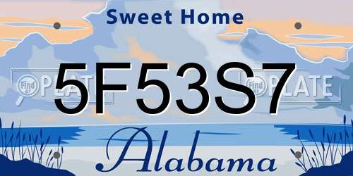 5F53S7 Alabama License Plate