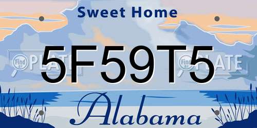 5F59T5 Alabama License Plate