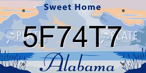 5F74T7 Alabama License Plate