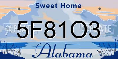 5F81O3 Alabama License Plate