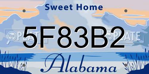 5F83B2 Alabama License Plate