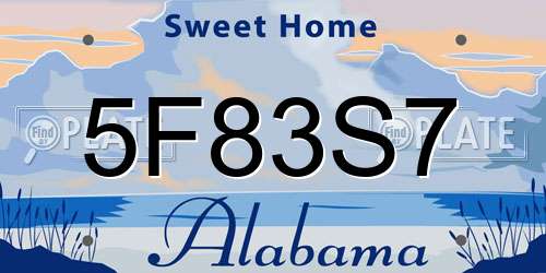 5F83S7 Alabama License Plate