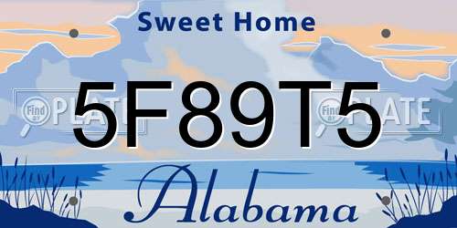 5F89T5 Alabama License Plate