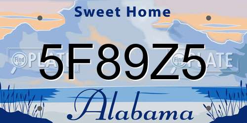 5F89Z5 Alabama License Plate