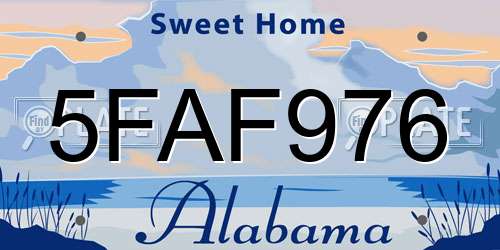 5FAF976 Alabama License Plate