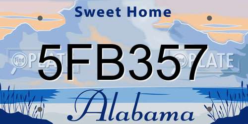 5FB357 Alabama License Plate