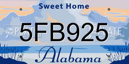 5FB925 Alabama License Plate