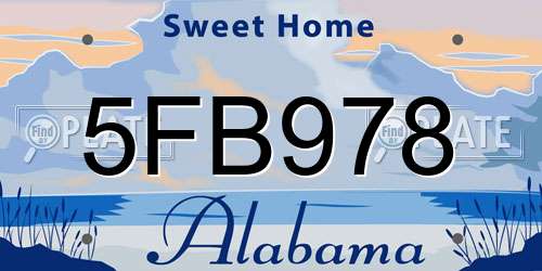 5FB978 Alabama License Plate