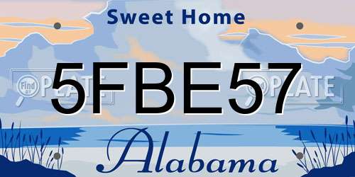 5FBE57 Alabama License Plate