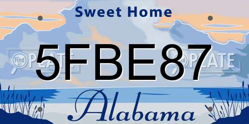 5FBE87 Alabama License Plate