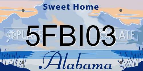 5FBI03 Alabama License Plate