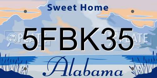 5FBK35 Alabama License Plate