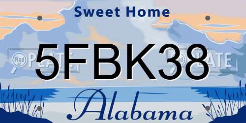 5FBK38 Alabama License Plate
