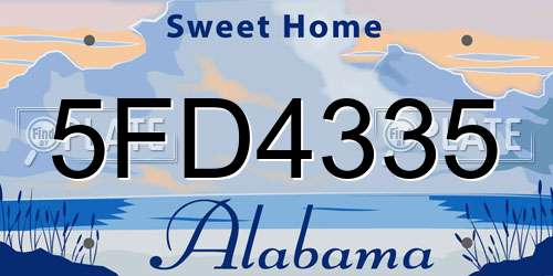 5FD4335 Alabama License Plate
