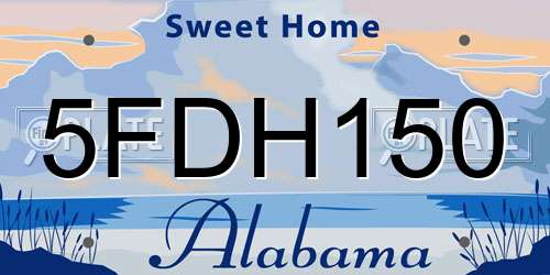 5FDH150 Alabama License Plate