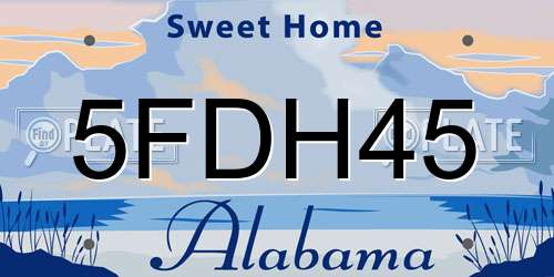 5FDH45 Alabama License Plate