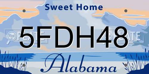 5FDH48 Alabama License Plate
