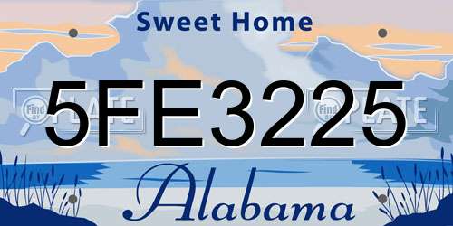 5FE3225 Alabama License Plate