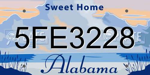 5FE3228 Alabama License Plate