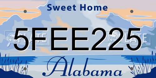5FEE225 Alabama License Plate