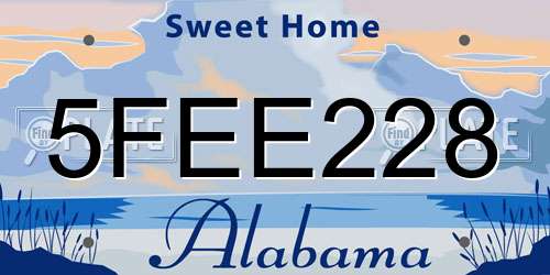 5FEE228 Alabama License Plate