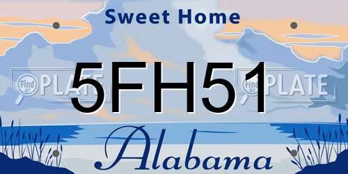 5FH51 Alabama License Plate