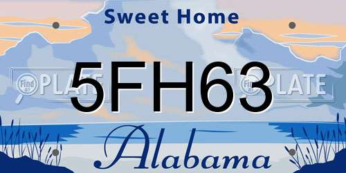 5FH63 Alabama License Plate