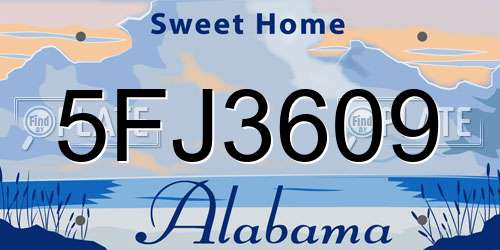 5FJ3609 Alabama License Plate