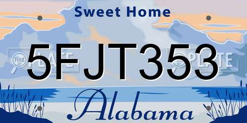 5FJT353 Alabama License Plate