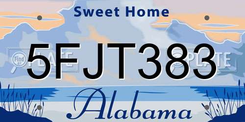 5FJT383 Alabama License Plate