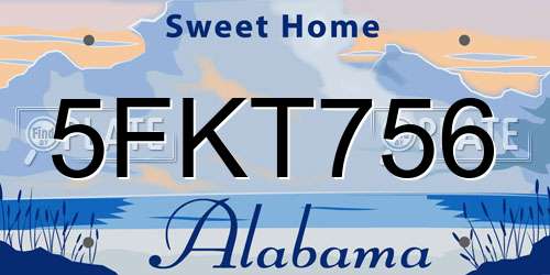 5FKT756 Alabama License Plate