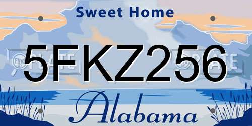 5FKZ256 Alabama License Plate