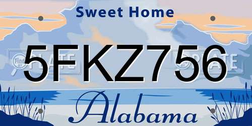 5FKZ756 Alabama License Plate