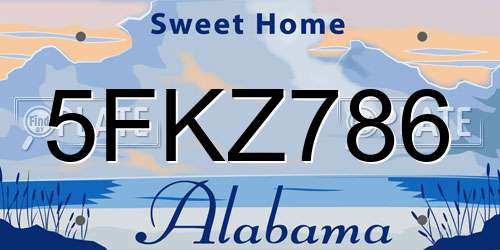 5FKZ786 Alabama License Plate