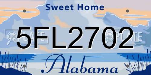 5FL2702 Alabama License Plate
