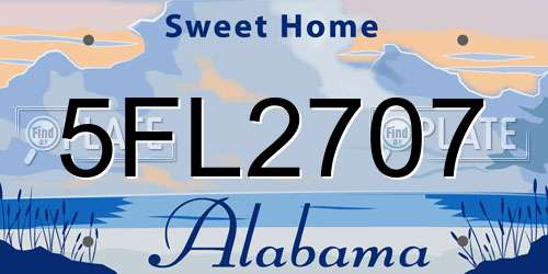 5FL2707 Alabama License Plate