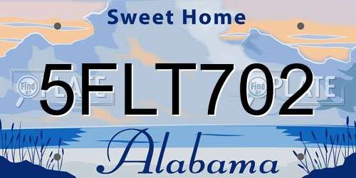 5FLT702 Alabama License Plate