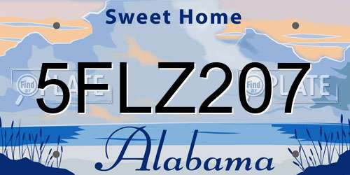 5FLZ207 Alabama License Plate