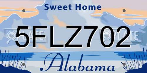 5FLZ702 Alabama License Plate