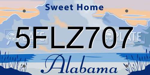5FLZ707 Alabama License Plate