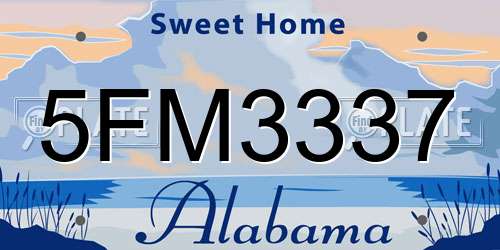 5FM3337 Alabama License Plate