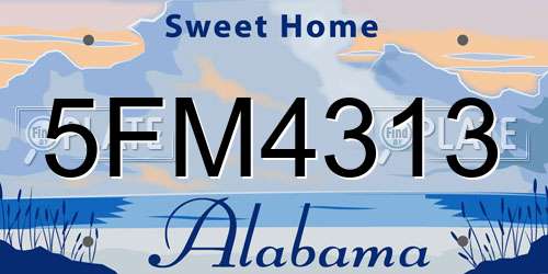 5FM4313 Alabama License Plate
