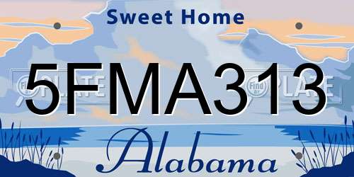 5FMA313 Alabama License Plate
