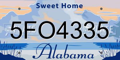 5FO4335 Alabama License Plate